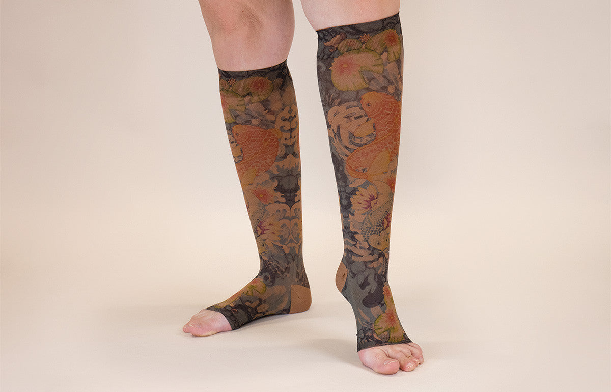 Lymphedivas-Koi Mocha Knee High Stockings