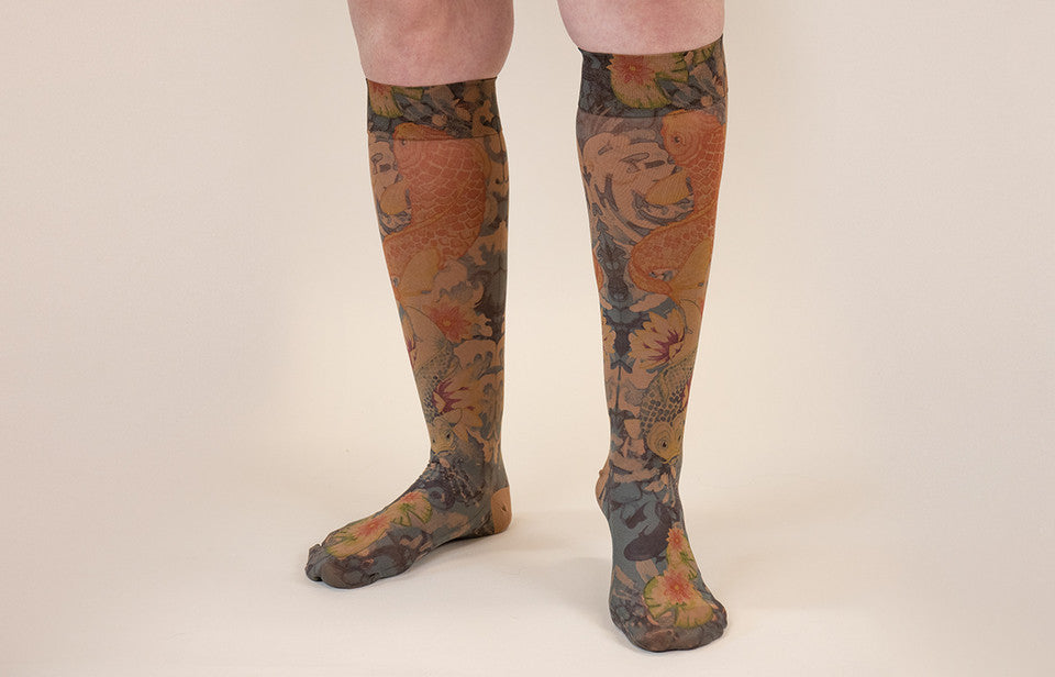 Lymphedivas-Koi Mocha Knee High Stockings