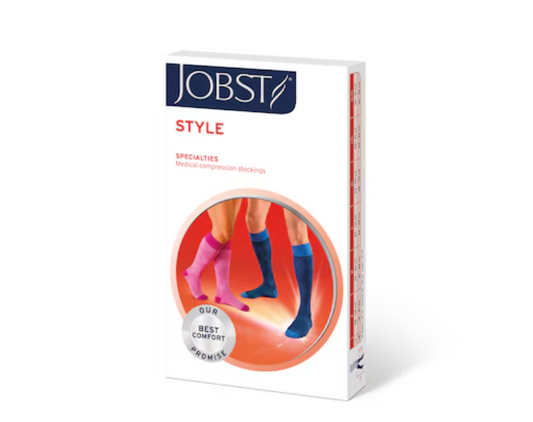 Jobst Casual Pattern 15-20 Knee High Closed Toe Extra Large Full Calf Long Gunmetalargeray