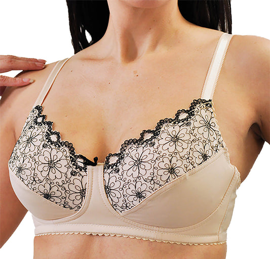 Nearly Me Tiffany Lace Cup Full Coverage Post Mastectomy Lumpectomy Soft Pocket Bra #7570