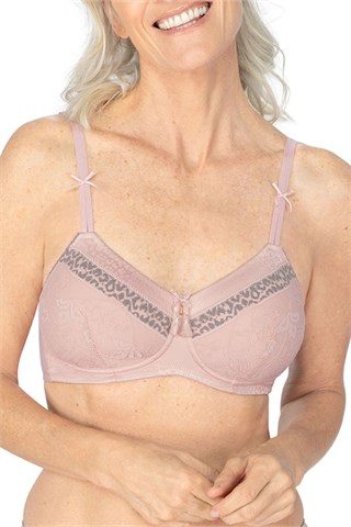 Amoena Cherish Padded Wire-Free Bra - Dreamy Pink/Light Grey Order Code: 44792